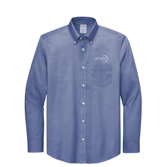Brooks Brothers Wrinkle-Free Stretch Pinpoint Shirt — Cobalt Blue