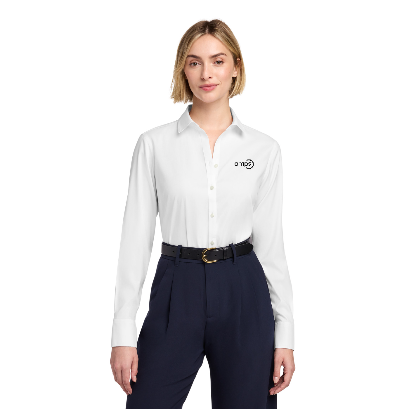Brooks Brothers Women's Wrinkle-Free Stretch Pinpoint Shirt — model